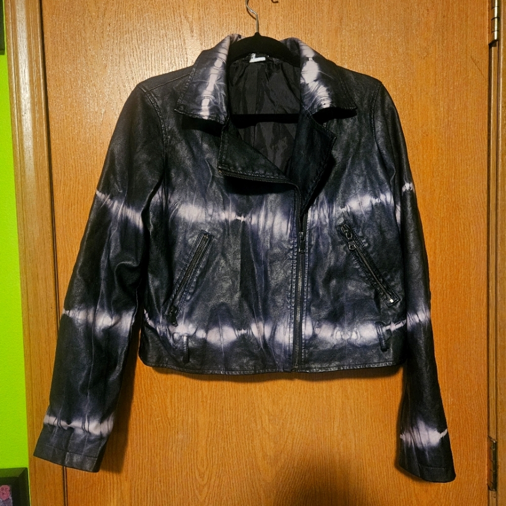 Rock & Republic Tie Dye Black Moto Jacket